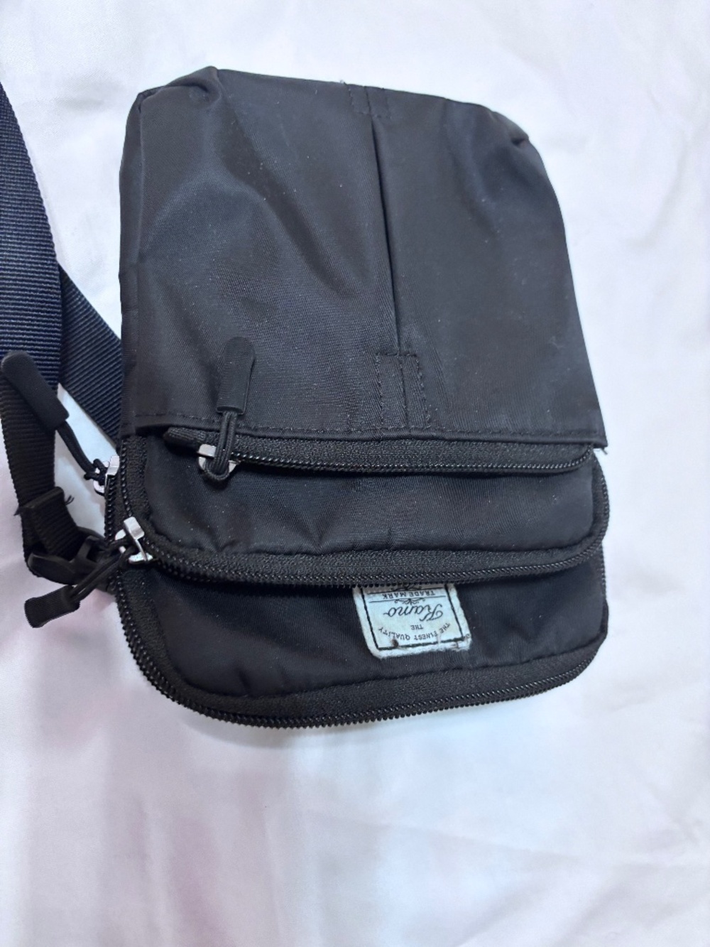 Kamo Black Nylon Multi Pocket Crossbody Organizer Travel Bag Adjustable Strap